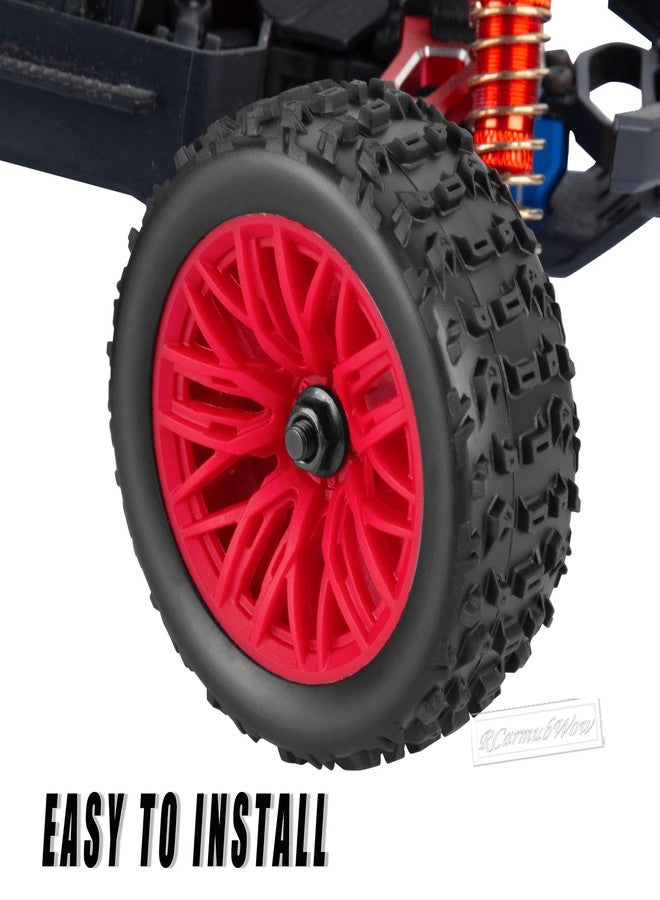 RCarmubWow RC Buggy Wheels and Tires for 1/18 Typhon Grom RC Crawler Car,RC Wheels and Tires Buggy Wheels & Rubber Tires Plastic Rim,4pcs,Red - Image 4